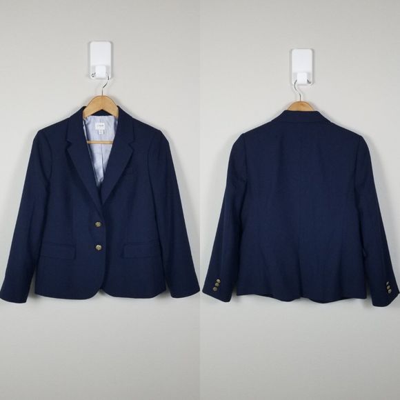J. Crew Factory Navy Wool-Blend Gold Buttons Academia Career Blazer Sz 10 AZ565 - Picture 7 of 15